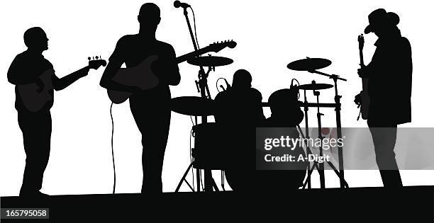 live band vector silhouette - musician stock illustrations