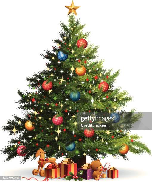 ilustrações de stock, clip art, desenhos animados e ícones de árvore de natal - christmas tree