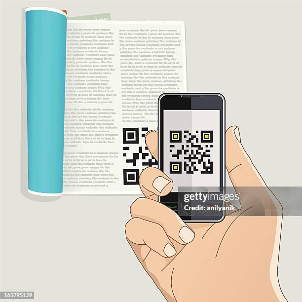 ilustraciones, imágenes clip art, dibujos animados e iconos de stock de código qr - impresión por ordenador