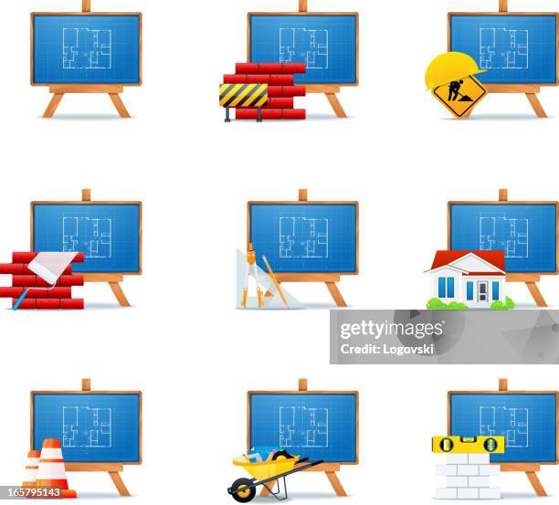 architecture icons - architect board stock illustrations