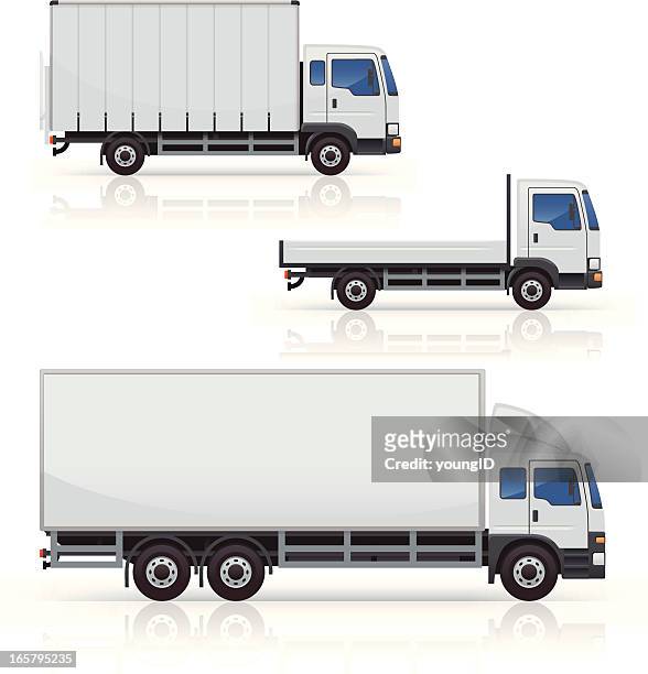 ilustraciones, imágenes clip art, dibujos animados e iconos de stock de iconos de camiones comerciales - camión de peso pesado