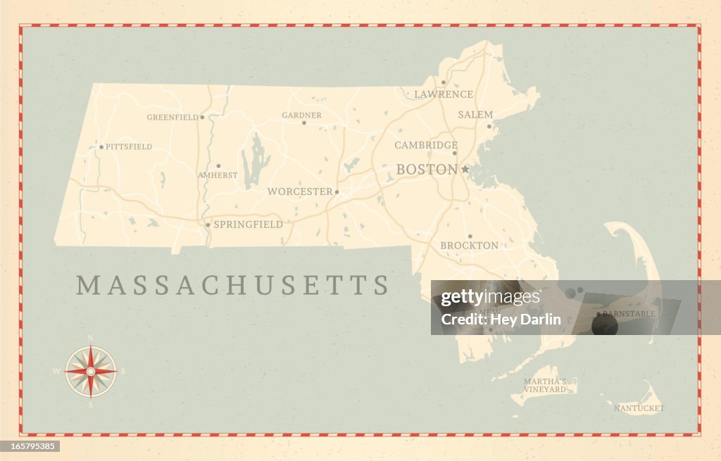 Vintage-Stil, Massachusetts-Karte