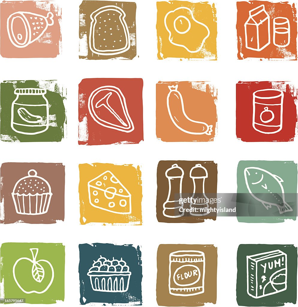 Food block icon set