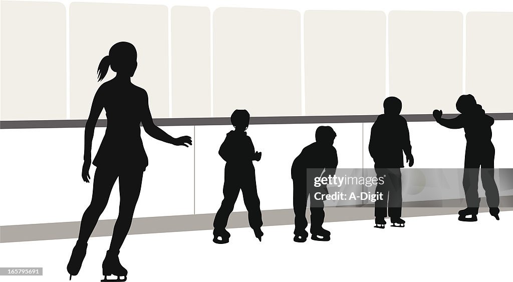 Skating Lessons Vector Silhouette