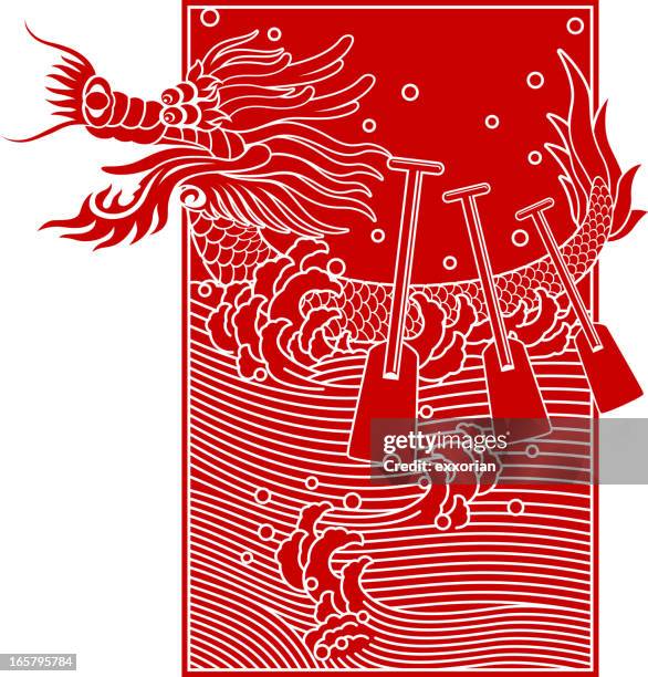 bildbanksillustrationer, clip art samt tecknat material och ikoner med chinese dragon boat paper-cut art - dragon boat festival