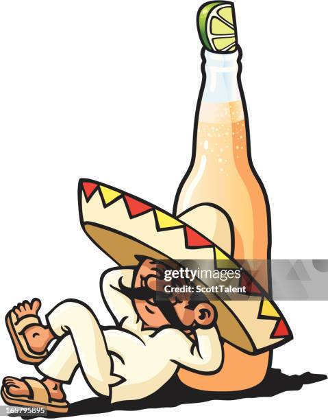stockillustraties, clipart, cartoons en iconen met lazy mexican - funny mexican cartoon