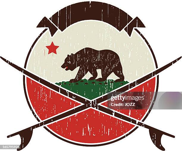 california surfing - california bear stock illustrations