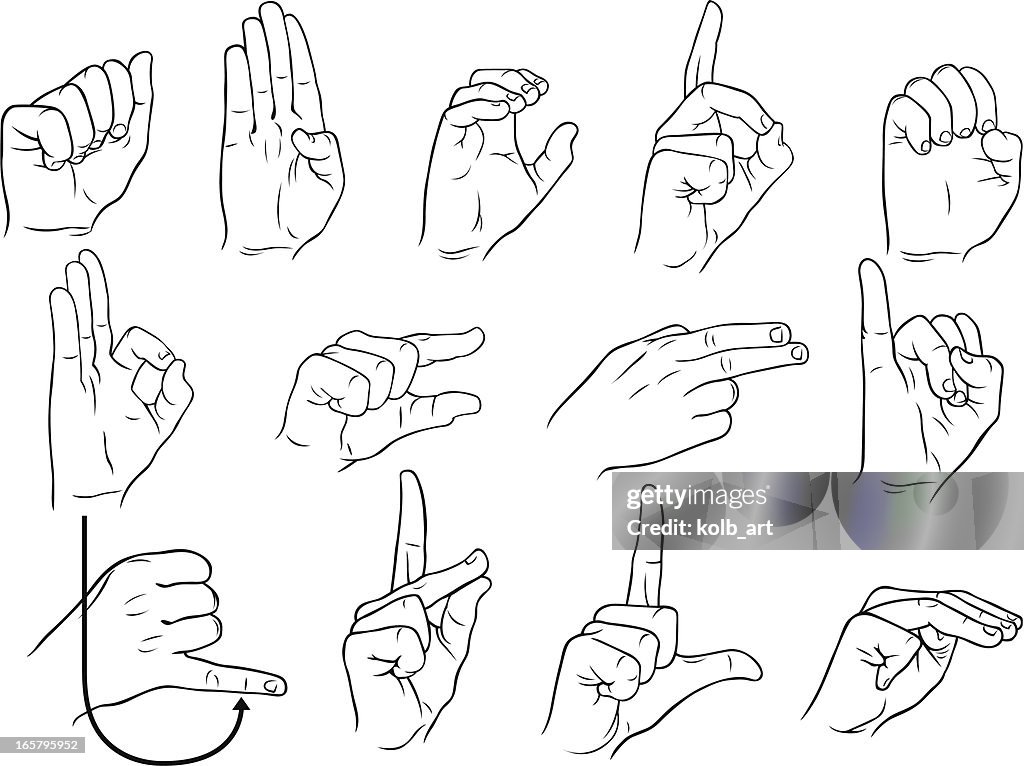 Sign Language Using One Hand American Single Hand Sign Language Am High-Res Vector Graphic - Getty ...