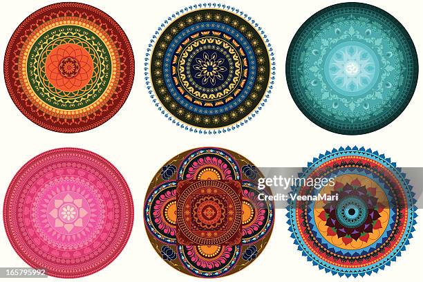 stockillustraties, clipart, cartoons en iconen met mandala design - kolam