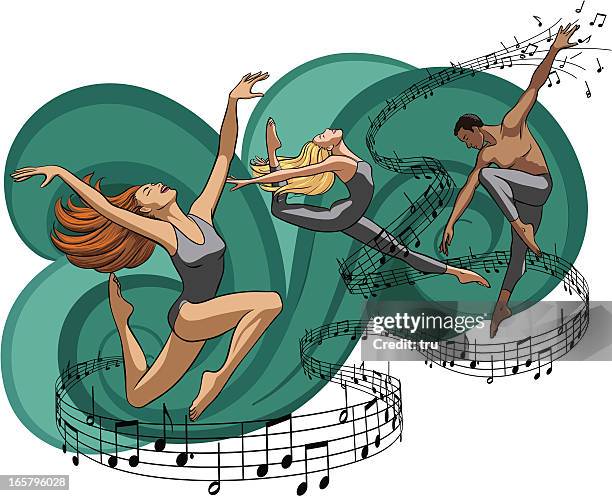 modern/jazz dancers & music - jazz dancing stock illustrations