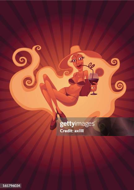 sexy_lady_bikini - dramatic portrait stock illustrations