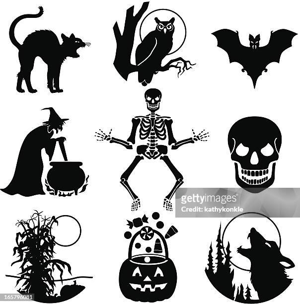 halloween icons - halloween cats 幅插畫檔、美工圖案、卡通及圖標