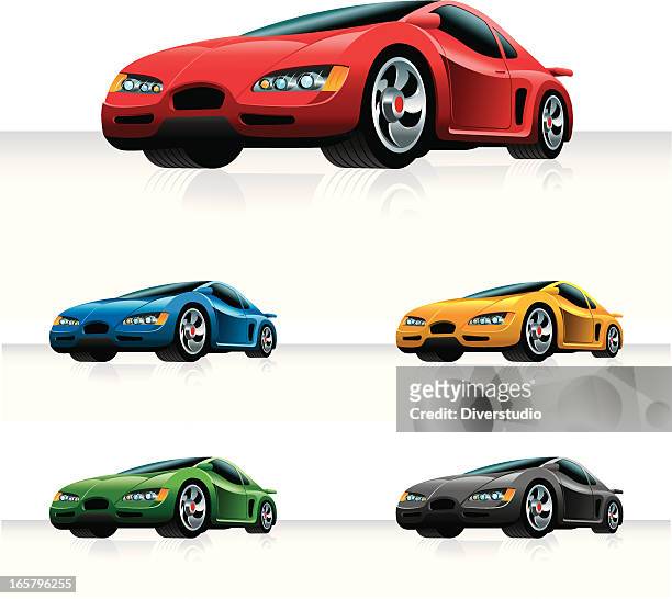 generic sports car - low angle view stock illustrations
