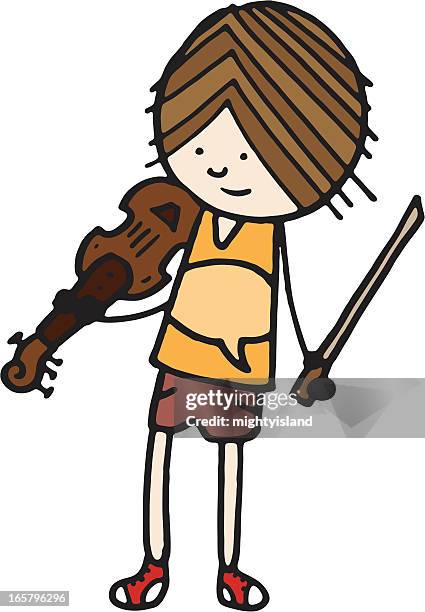 boy with violin - boy violin stock illustrations