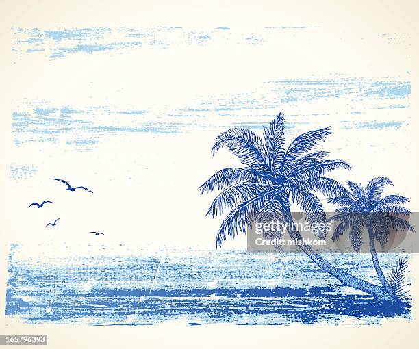 tropical beach drawing - cocos plant 幅插畫檔、美工圖案、卡通及圖標