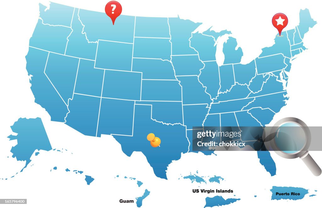 US map with its territories