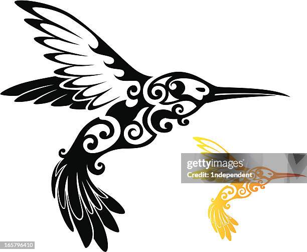 tribal hummingbird - tribal tattoos stock illustrations