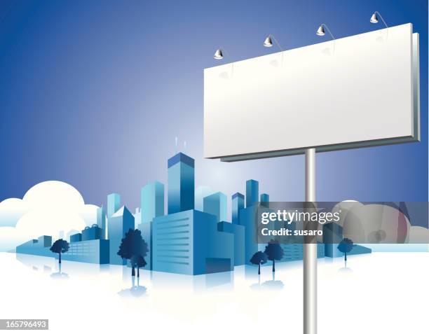 stockillustraties, clipart, cartoons en iconen met billboard city - reclamebord