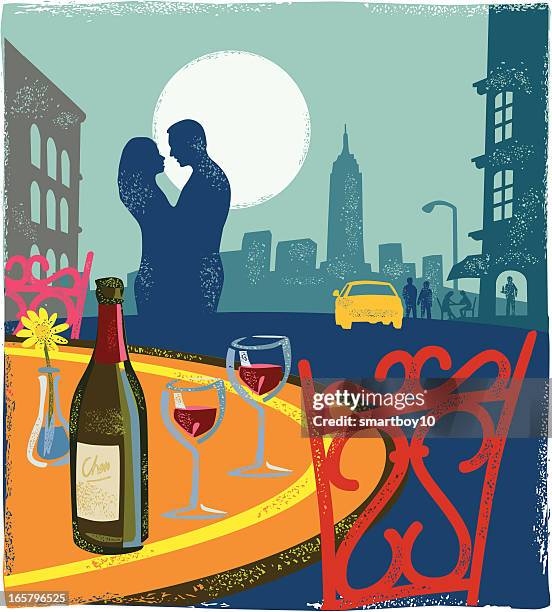 romantic scene - new york - grunge moon stock illustrations