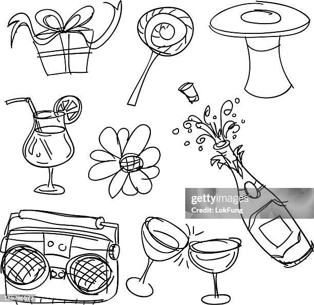 party item in black and white - straw stock illustrations