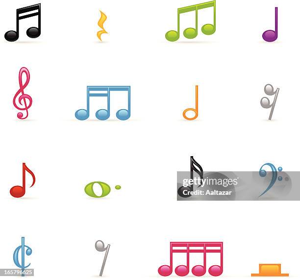 stockillustraties, clipart, cartoons en iconen met color icons - musical notes - musical note