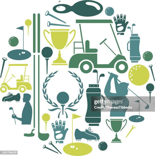 golf icon set - golf prize stock illustrations
