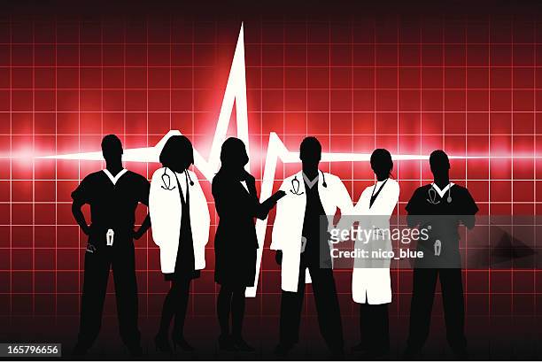 cardiac medical team - male nurse stock illustrations