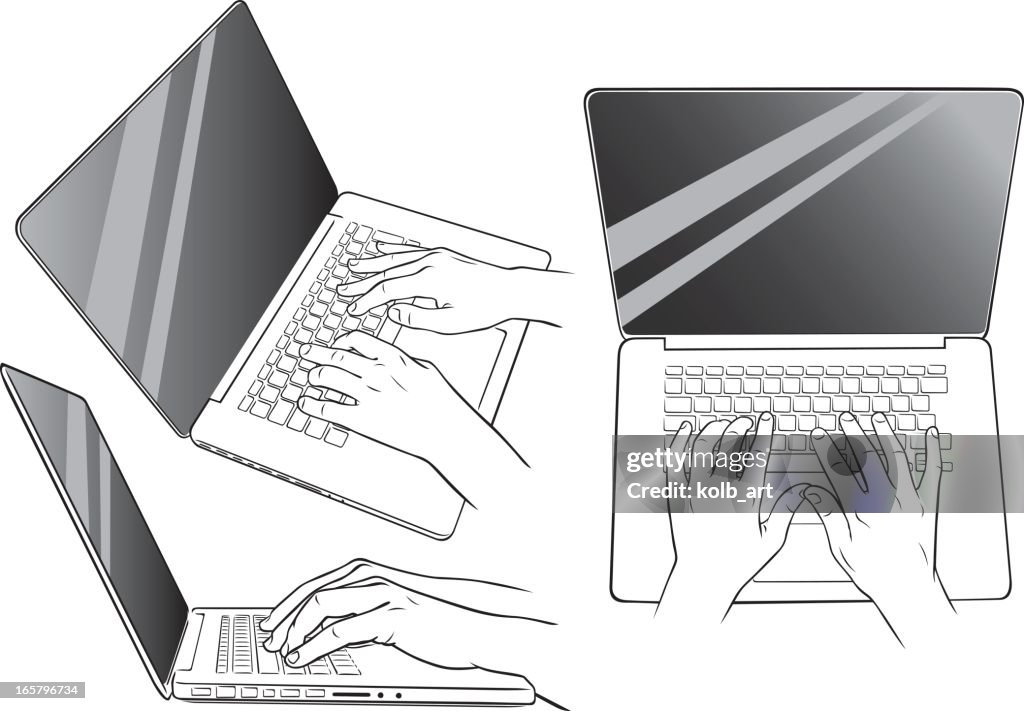 Using Computer Hands Picture Hands Using Laptop High-Res Vector Graphic - Getty Images