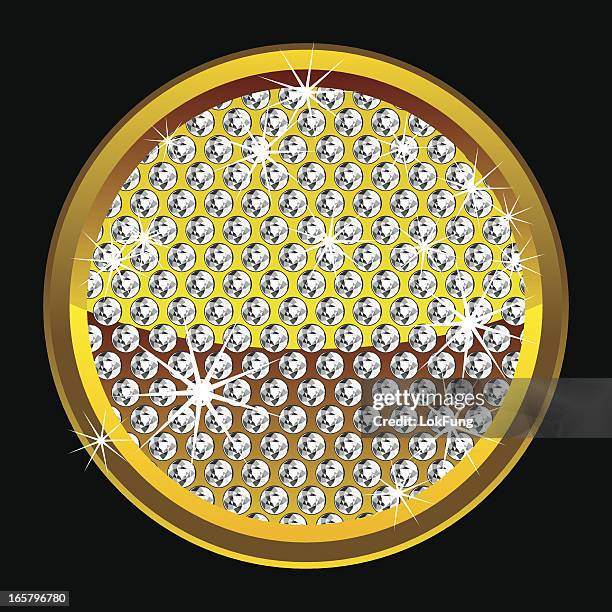 yellow shining dot with diamonds - bling bling stock illustrations