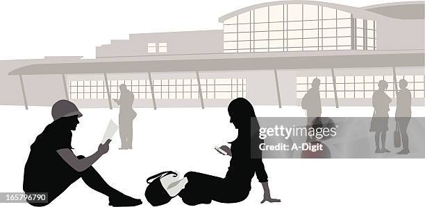 leisure'n studies vector silhouette - reading text message stock illustrations