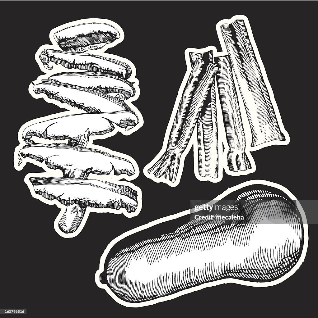 Veggies, Ink Drawing