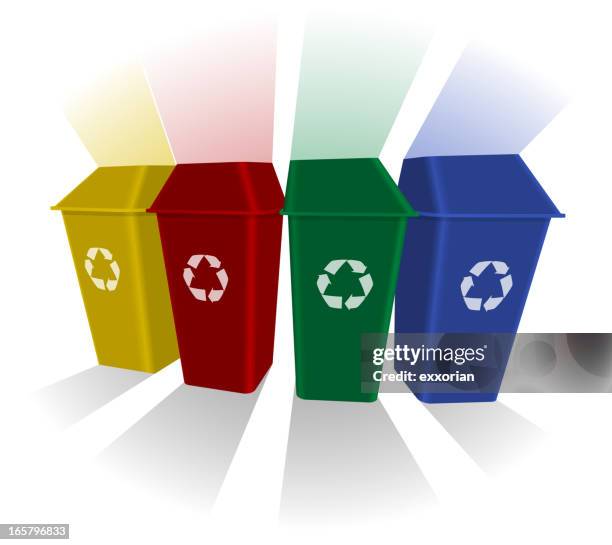 recycle bins - plastic container stock illustrations