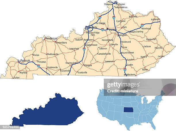 kentucky road map - kentucky road stock illustrations