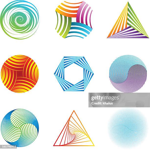 design elements | striped set - the pentagon icon stock illustrations