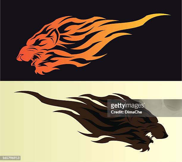 lion head - lion tattoo stock illustrations