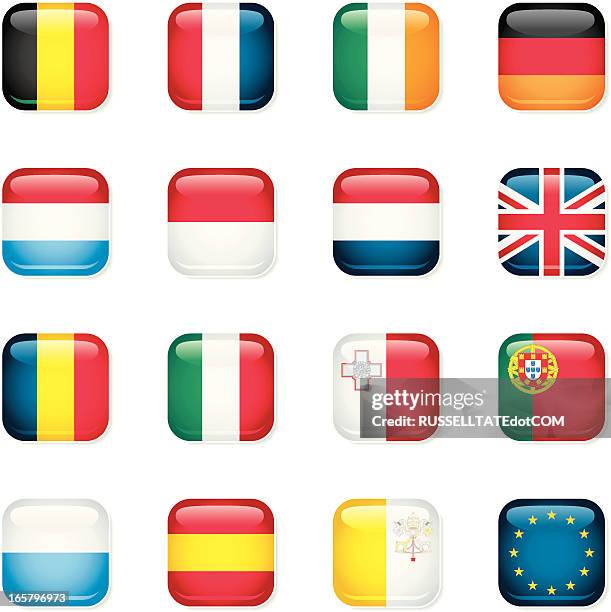 western and southern europe icon flags - malta glass stock illustrations