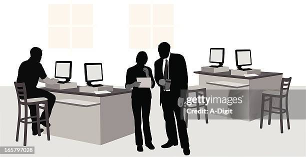 classroom pcs vector silhouette - 3 pointer stock illustrations