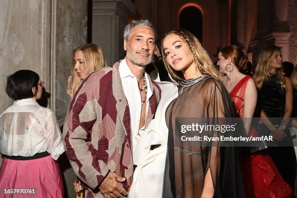 Taika Waititi and Rita Ora attend the amfAR gala Venezia 2023 presented by Mastercard and Red Sea International Film Festival on September 03, 2023...