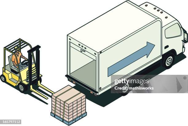 forklift and truck illustration - pallet stock illustrations