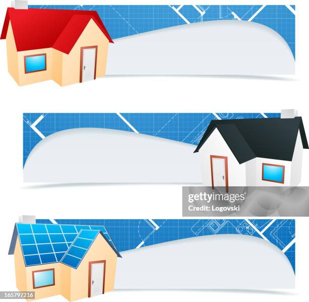 architecture banners - solar panel worker stock illustrations
