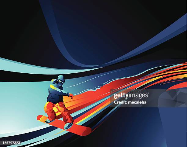 stockillustraties, clipart, cartoons en iconen met snowboarder - snowboarden