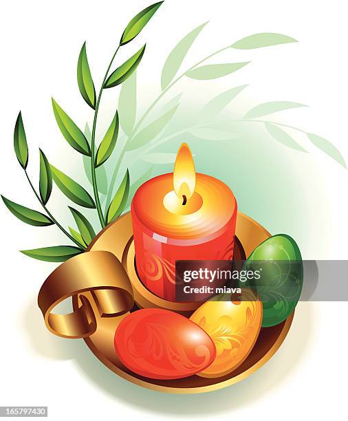 easter eggs and a candle. - gold easter egg vector stock illustrations