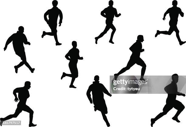 silhouettes of soccer players in black - kids playing soccer drawing stock illustrations