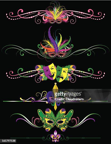 mardi gras rule lines for carnival in new orleans - mardi gras background stock illustrations