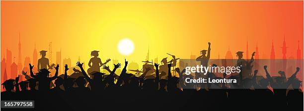 graduation band - watching sunrise stock illustrations