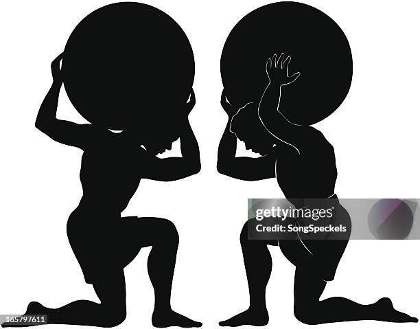 atlas silhouettes - atlas mythological figure stock illustrations