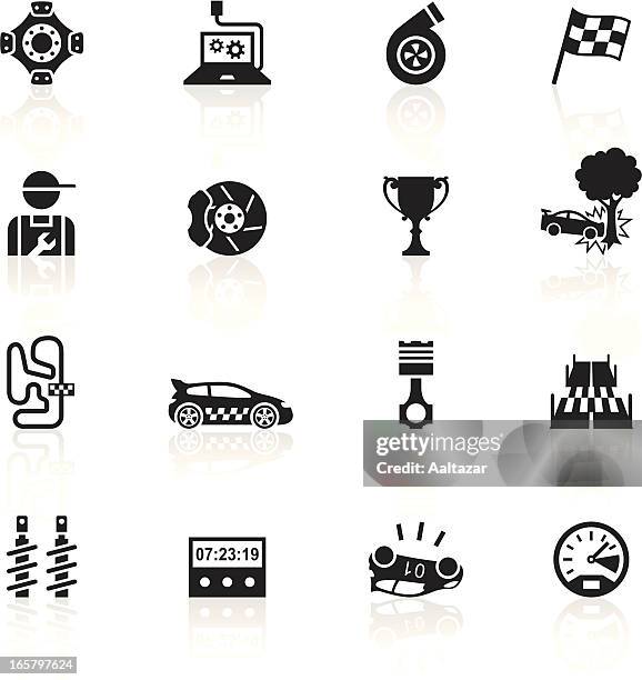 stockillustraties, clipart, cartoons en iconen met black symbols - rally - car rally