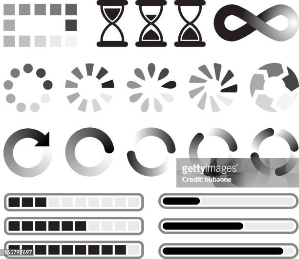 beladen preloader und herunterladen von vektor-icons set schwarz & weiß - erfrischung stock-grafiken, -clipart, -cartoons und -symbole