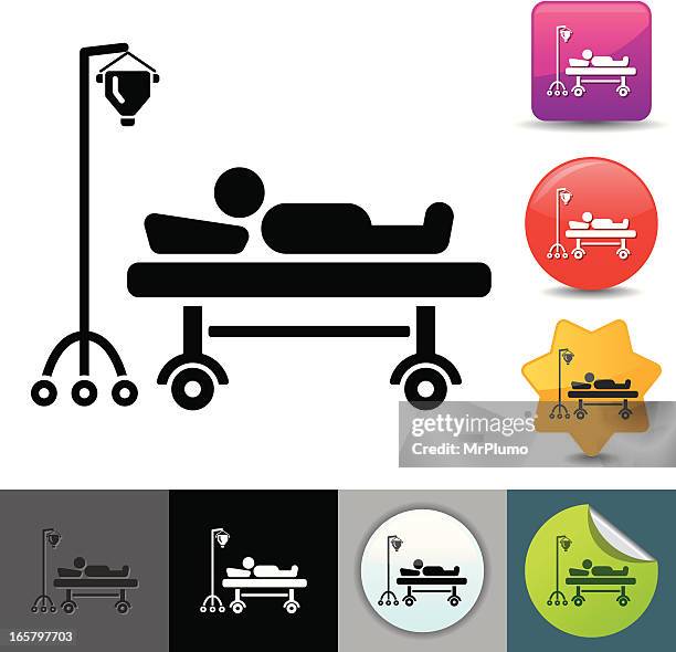 hospitalization icon | solicosi series - patient lying on back stock illustrations
