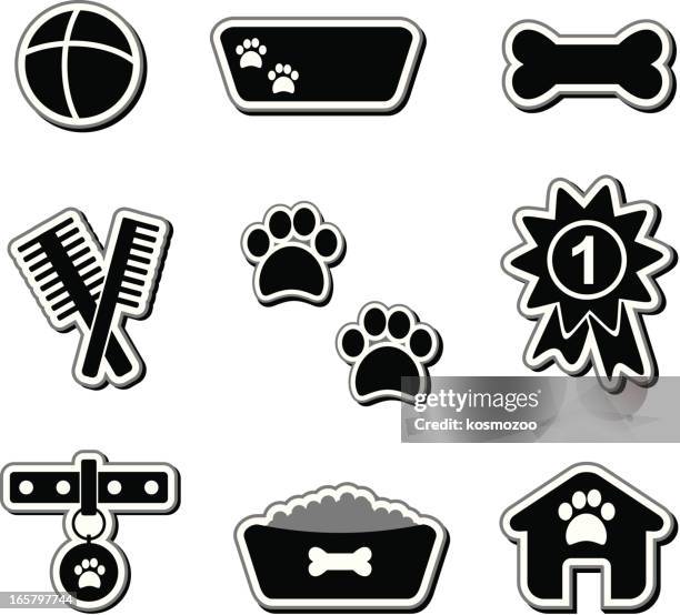 dog icons - pet collar vector stock illustrations